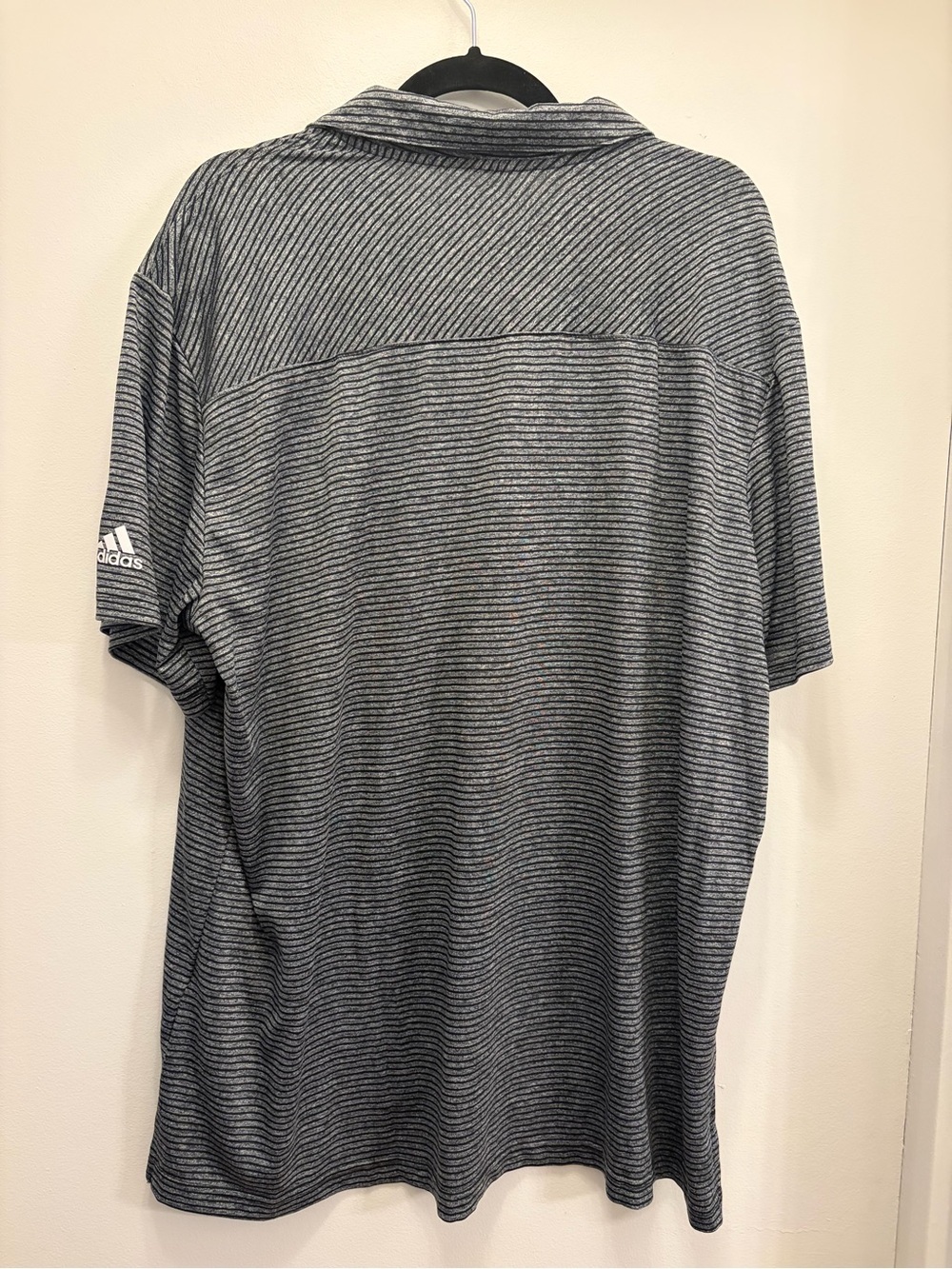 Adidas Golf Performance Polo Shirt Mens 2XL XXL Gray Black Striped Short Sleeve - Picture 6 of 8